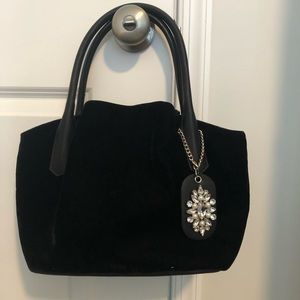 Pretty black velvet dress bag with lots of pockets